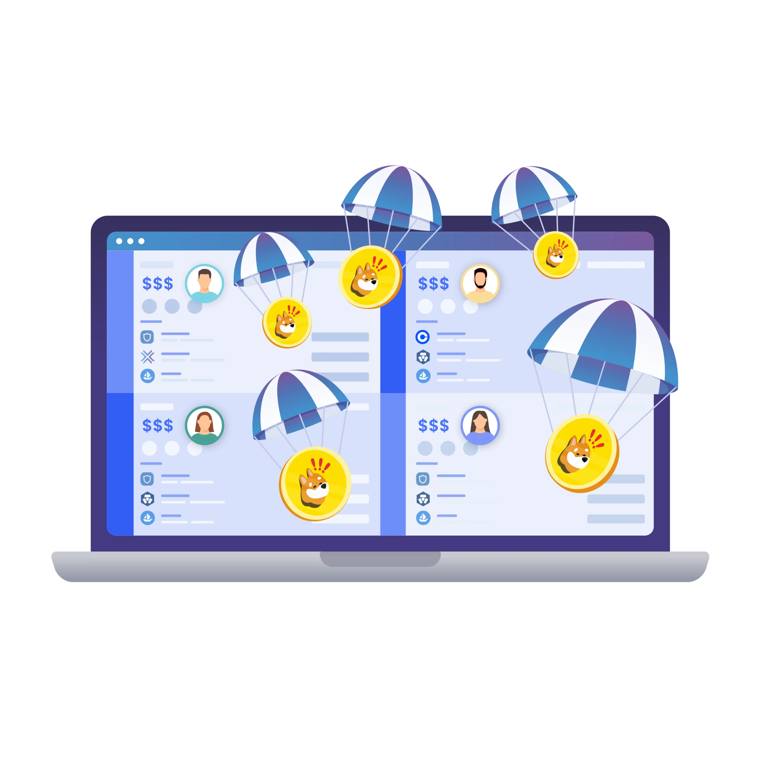 the process of receiving bonk token airdrop, symbolizing effectiveness of multiple wallets