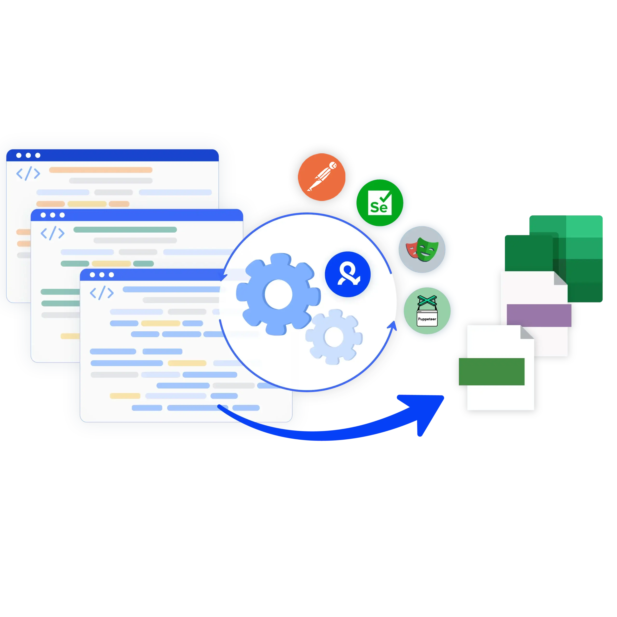 Illustration of web scraping process with data extraction